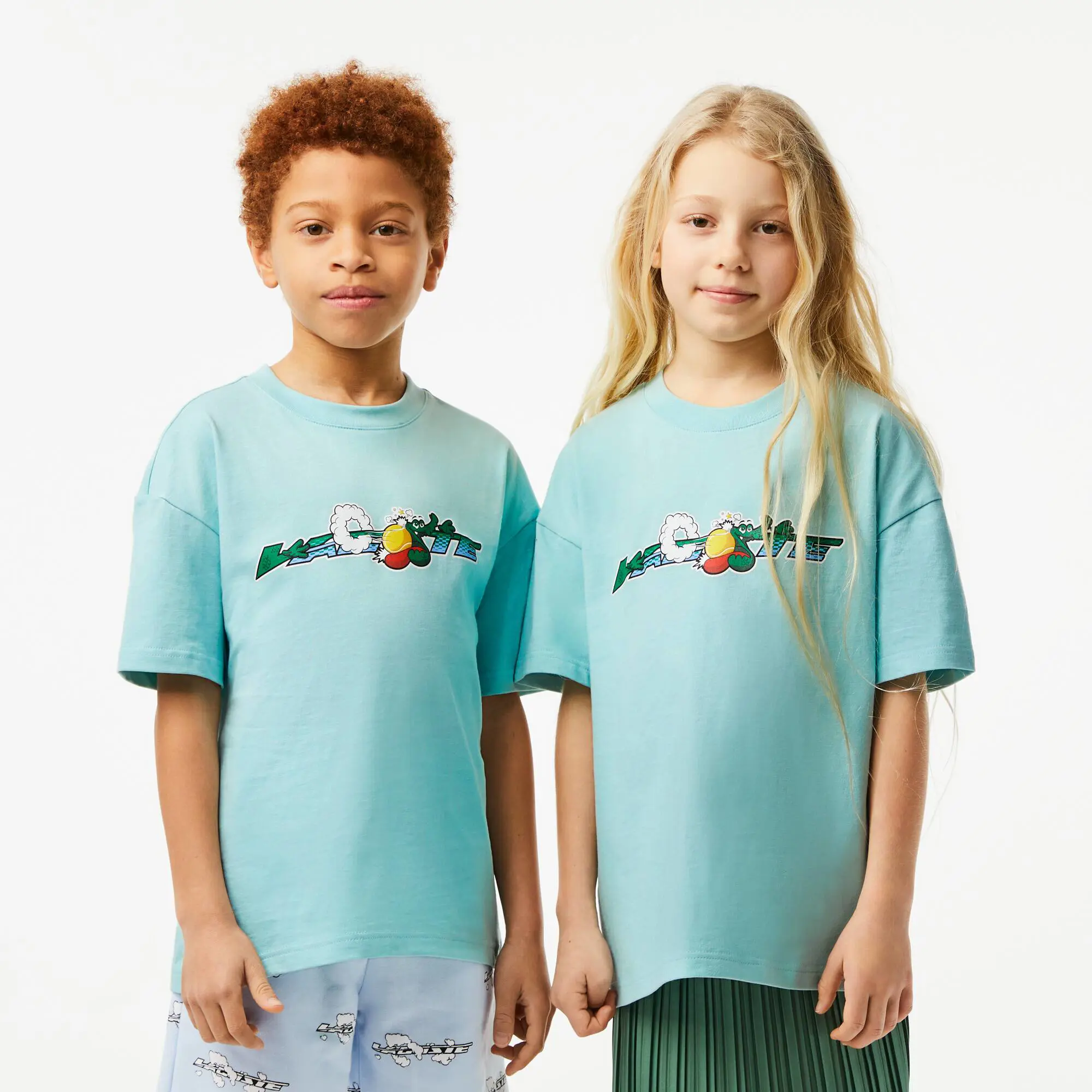 Lacoste T-shirt com marca para criança em jersey de algodão orgânico. 1