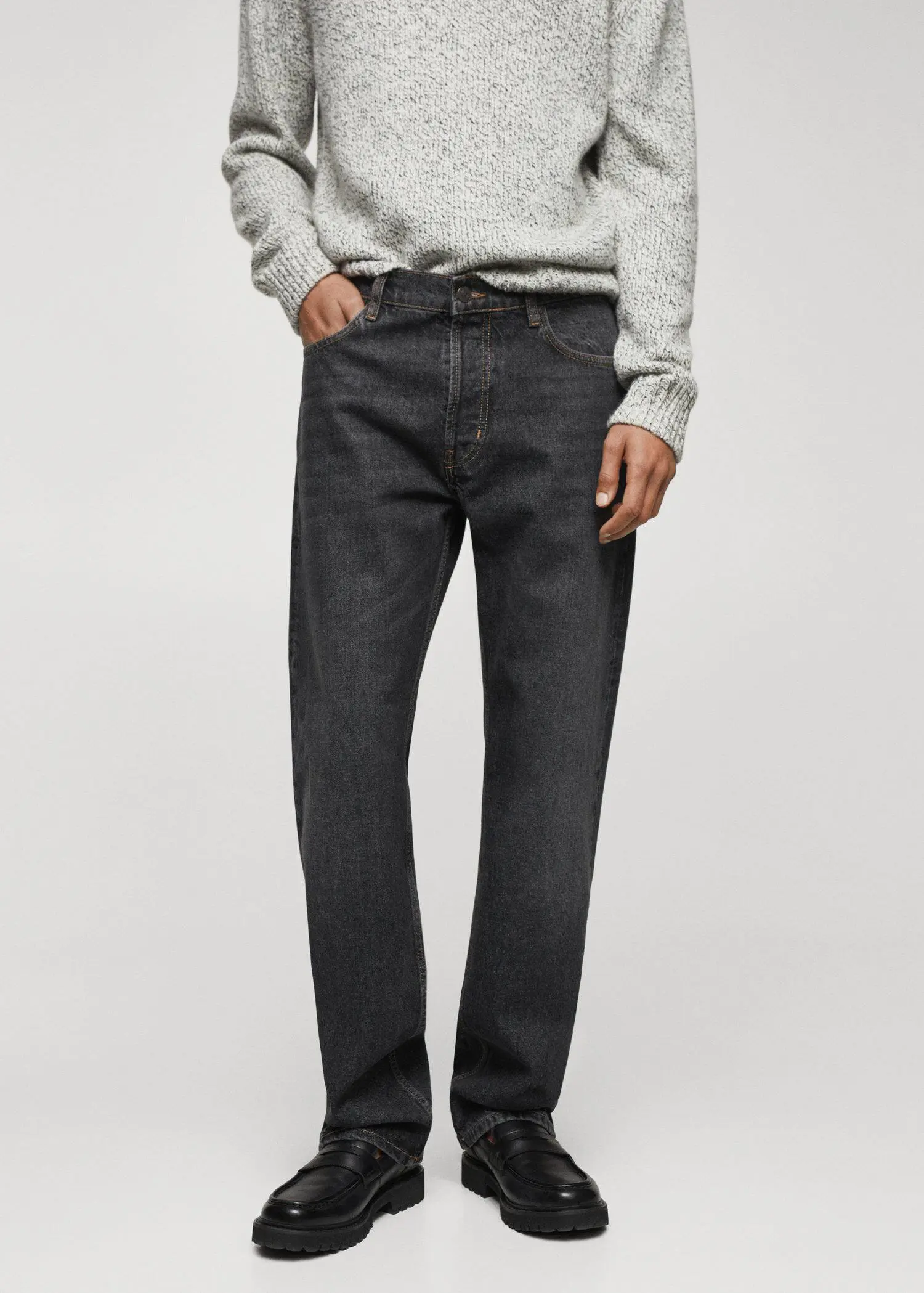 Mango Relaxed-fit dark wash jeans. 2