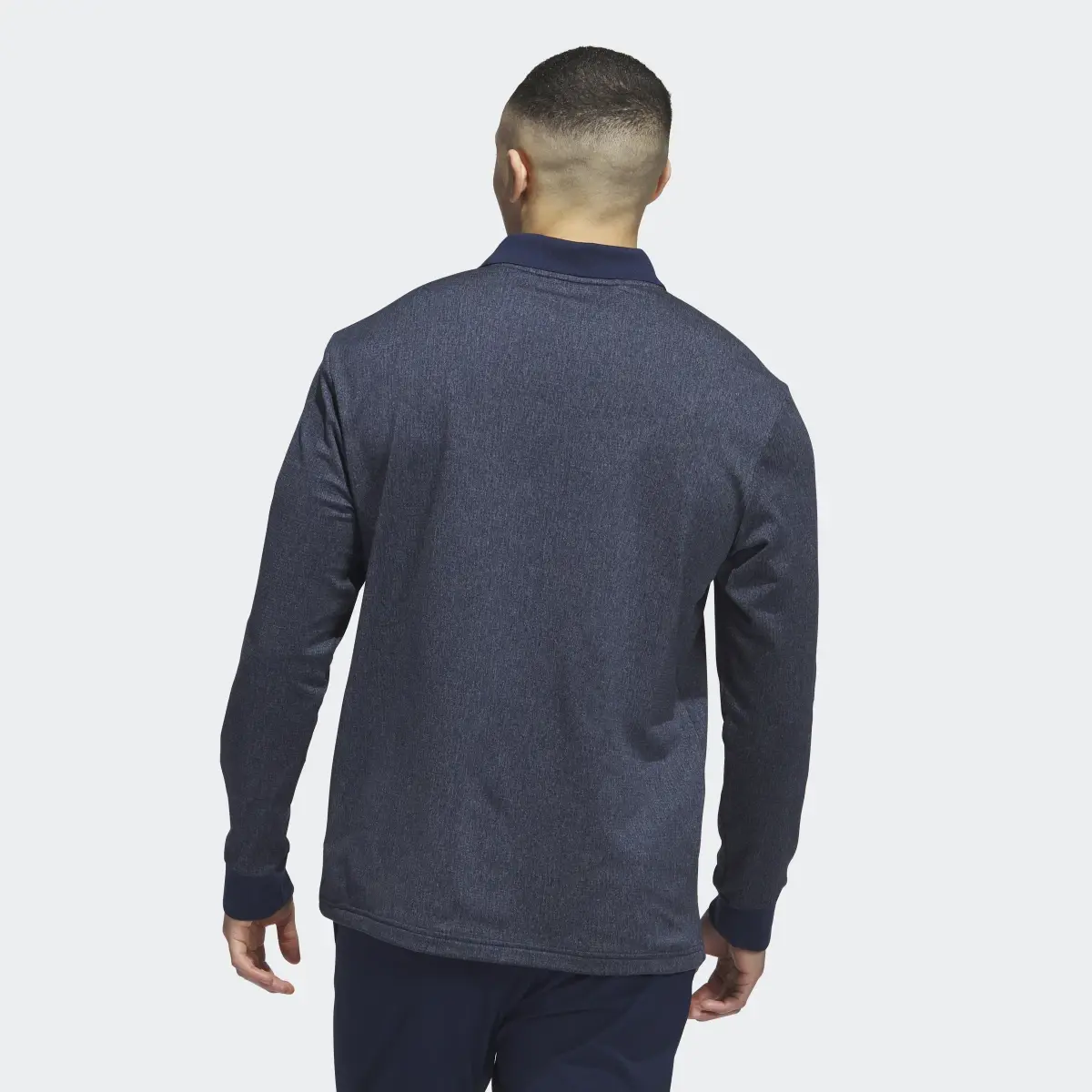 Adidas Essentials Heathered Long Sleeve Polo Shirt. 2