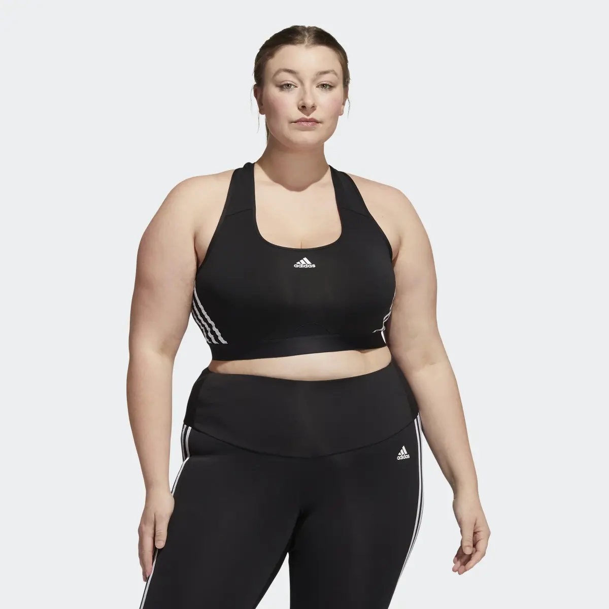 Adidas Powerreact Training Medium-Support 3-Stripes Bra (Plus Size). 2