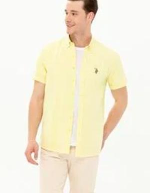Erkek Açık Sarı Kısa Kollu Gömlek