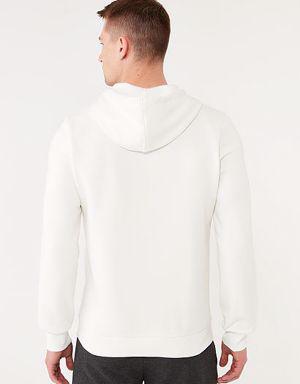 Kapüşonlu Beyaz Sweatshirt