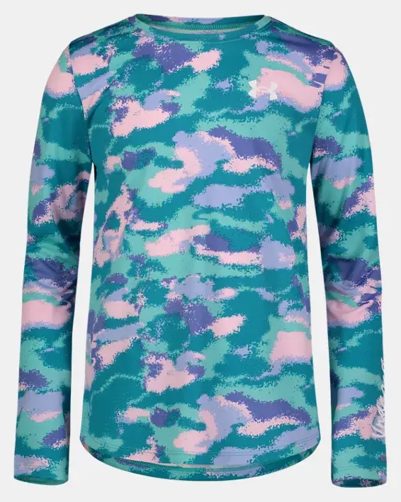 Under Armour Girls' UA UPF Dissolve Camo Long Sleeve. 1