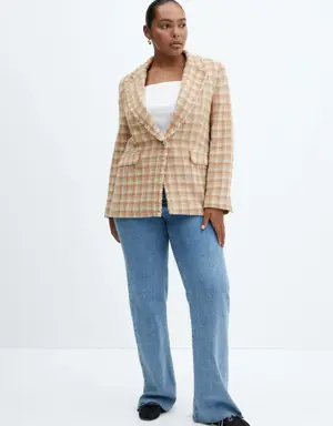 Tweed jacket with jewel button