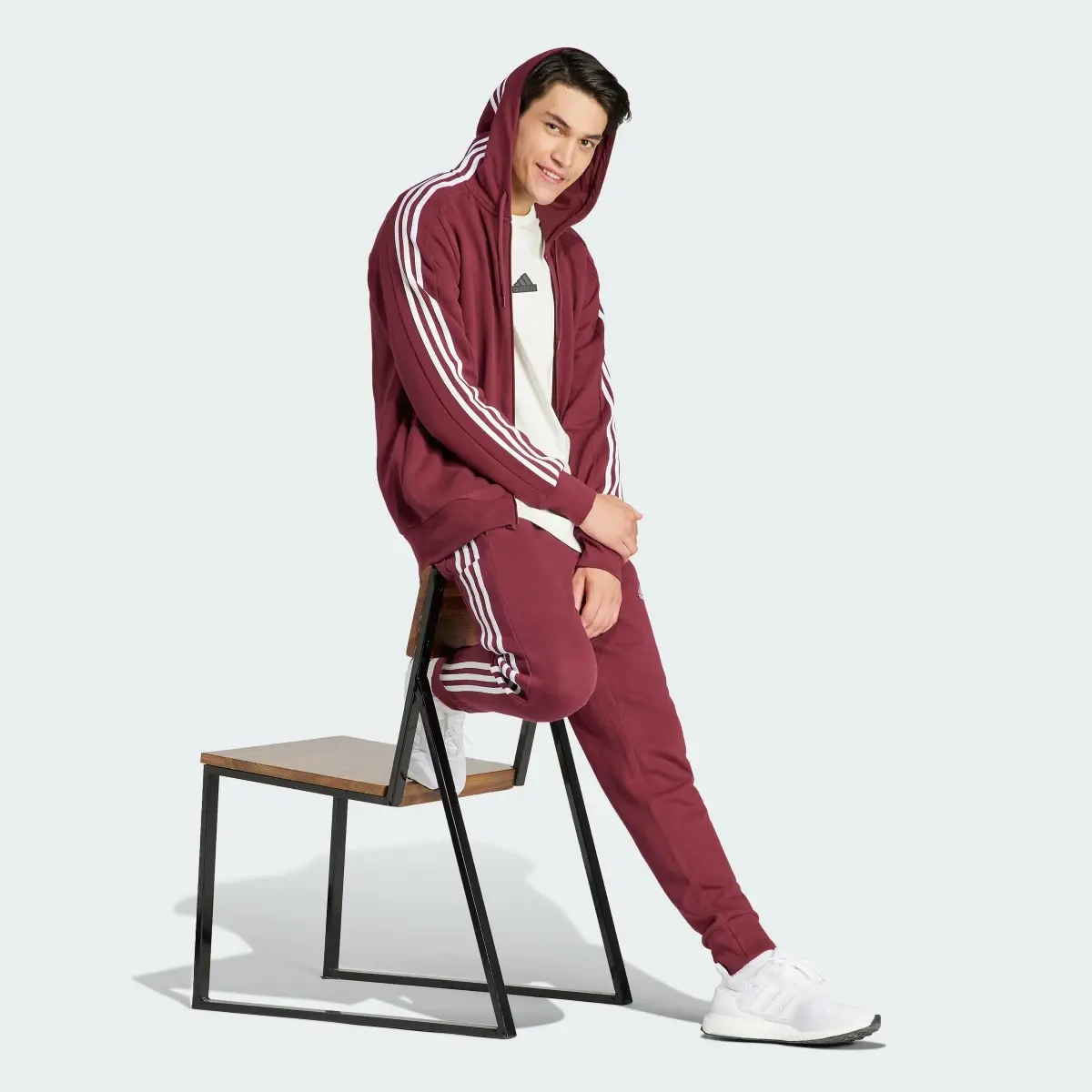 Adidas Essentials French Terry Tapered Cuff 3-Stripes Joggers. 3