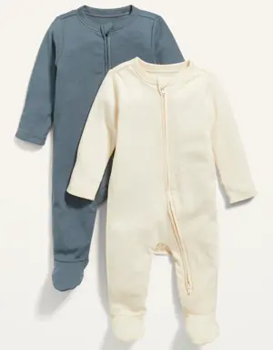 Unisex 2-Way-Zip Sleep & Play Footed One-Piece 2-Pack for Baby gray