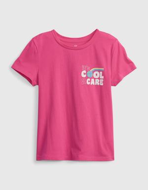 Kids 100% Organic Cotton Graphic T-Shirt pink