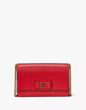 Morgan Bow Embellished Flap Chain Wallet