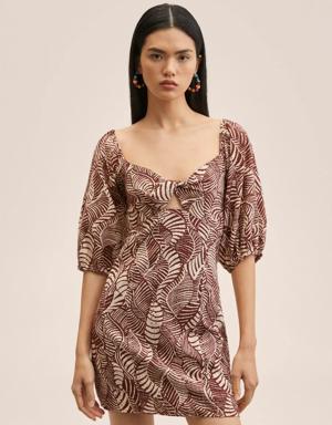Printed dress with balloon sleeves 