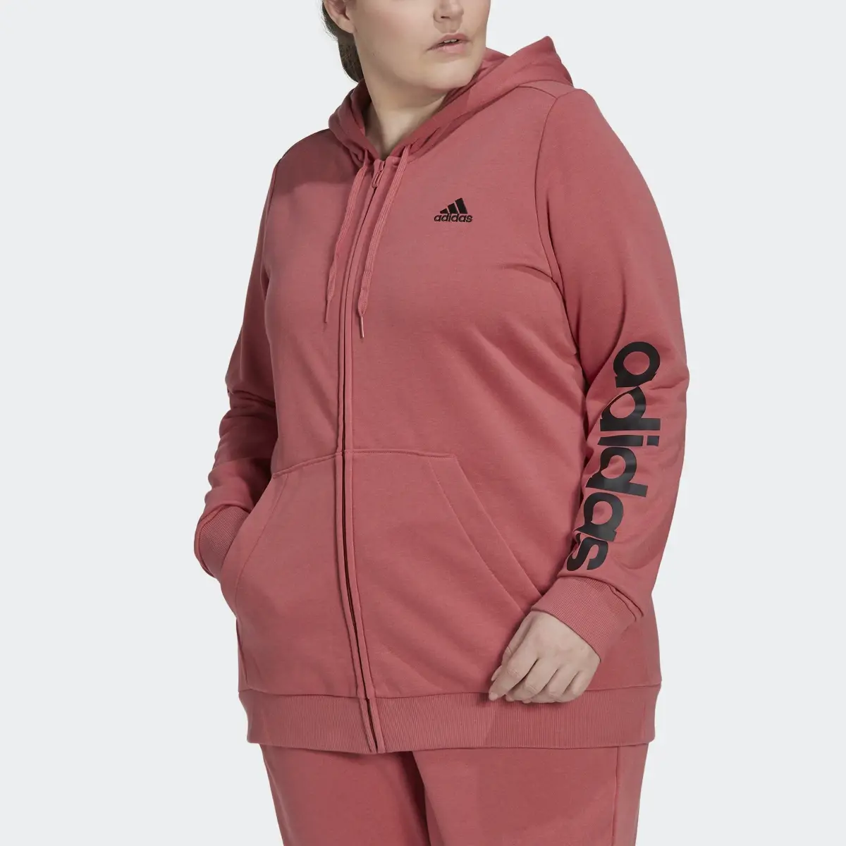 Adidas Essentials Logo Full-Zip Hoodie (Plus Size). 1