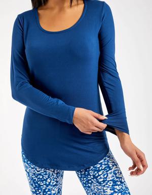Blue - Long Sleeve Tunic Top - XS