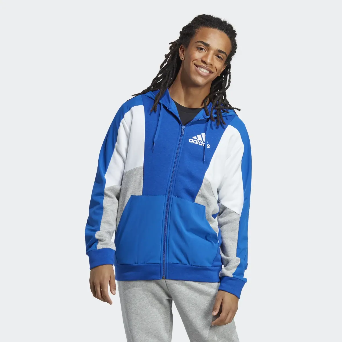 Adidas Essentials Colorblock Full-Zip Hoodie. 2