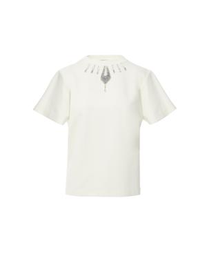 Ecru Tshirt with Embroidered Collar