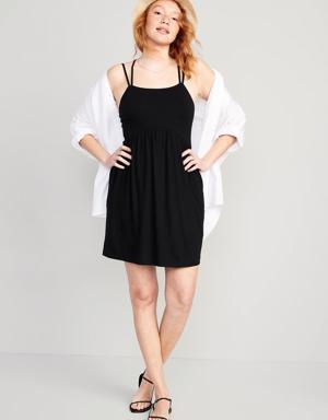 Fit & Flare Cross-Back Mini Cami Dress for Women black