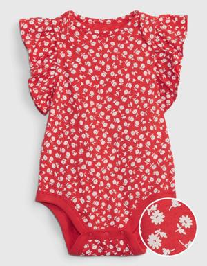 Baby 100% Organic Cotton Mix and Match Flutter Sleeve Bodysuit red