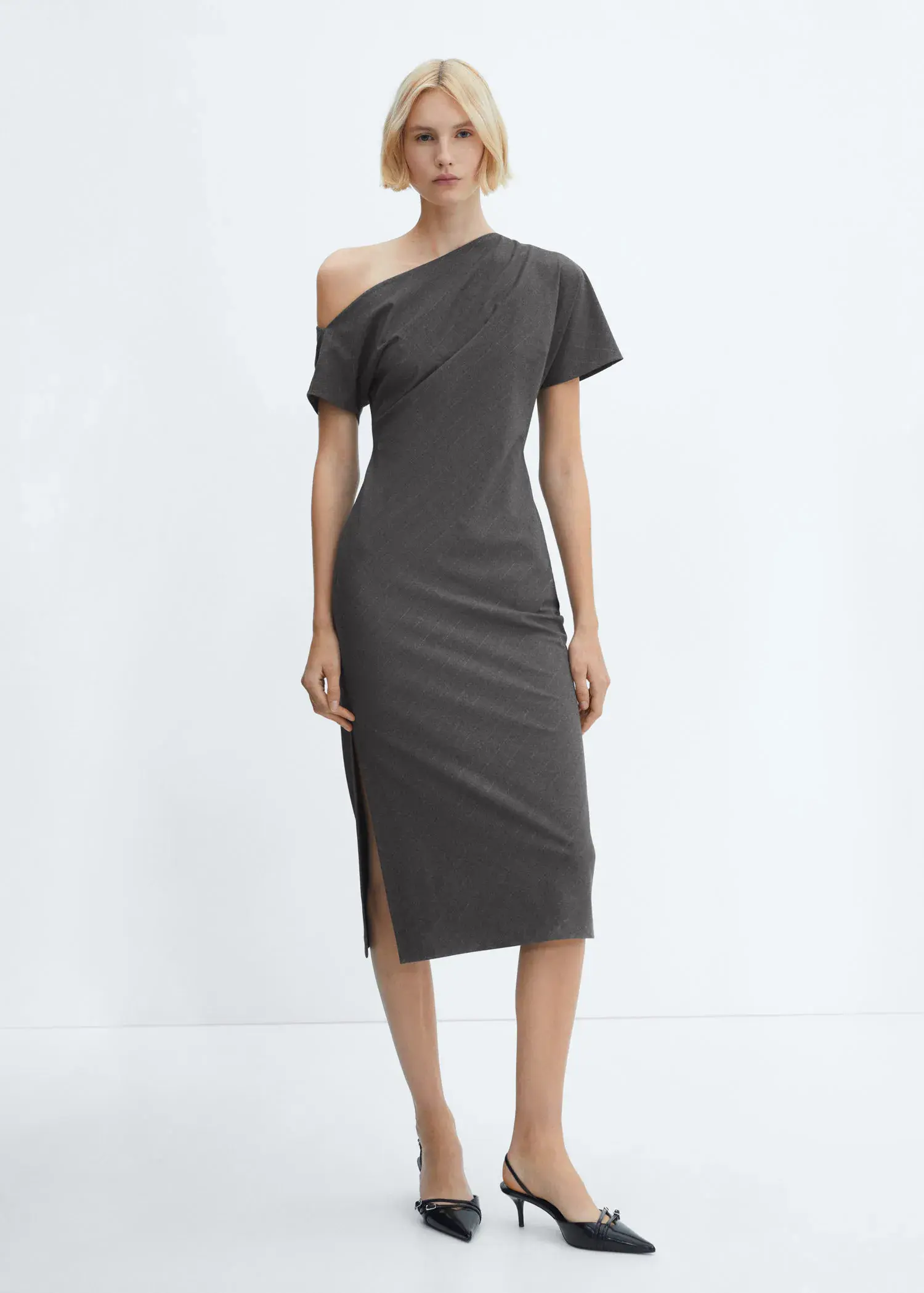 Mango Asymmetrical dress with side slit. 1