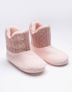 Rose Fuzzy Knit Slippers