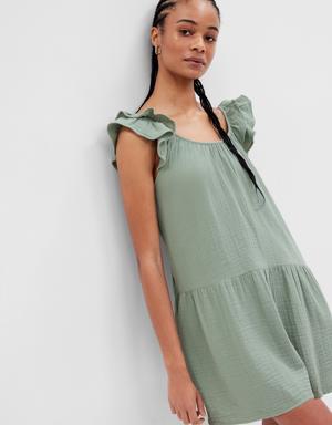 Crinkle Gauze Mini Dress green