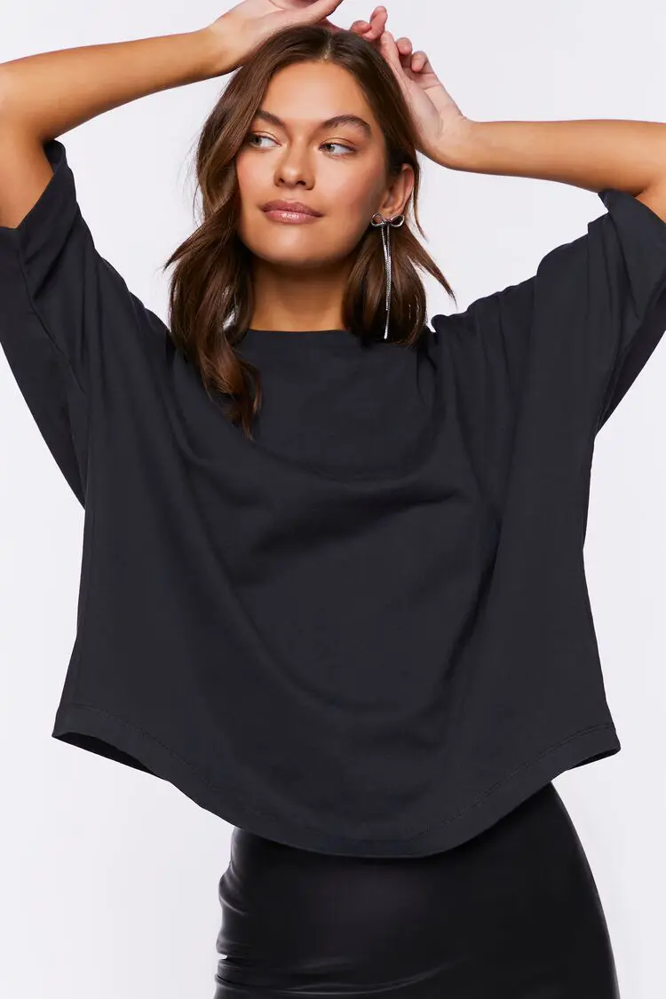 Forever 21 Forever 21 Oversized Drop Sleeve Tee Black. 1