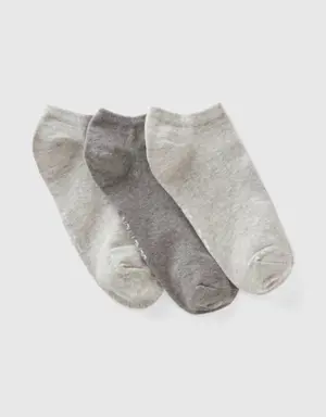 three pairs of short socks