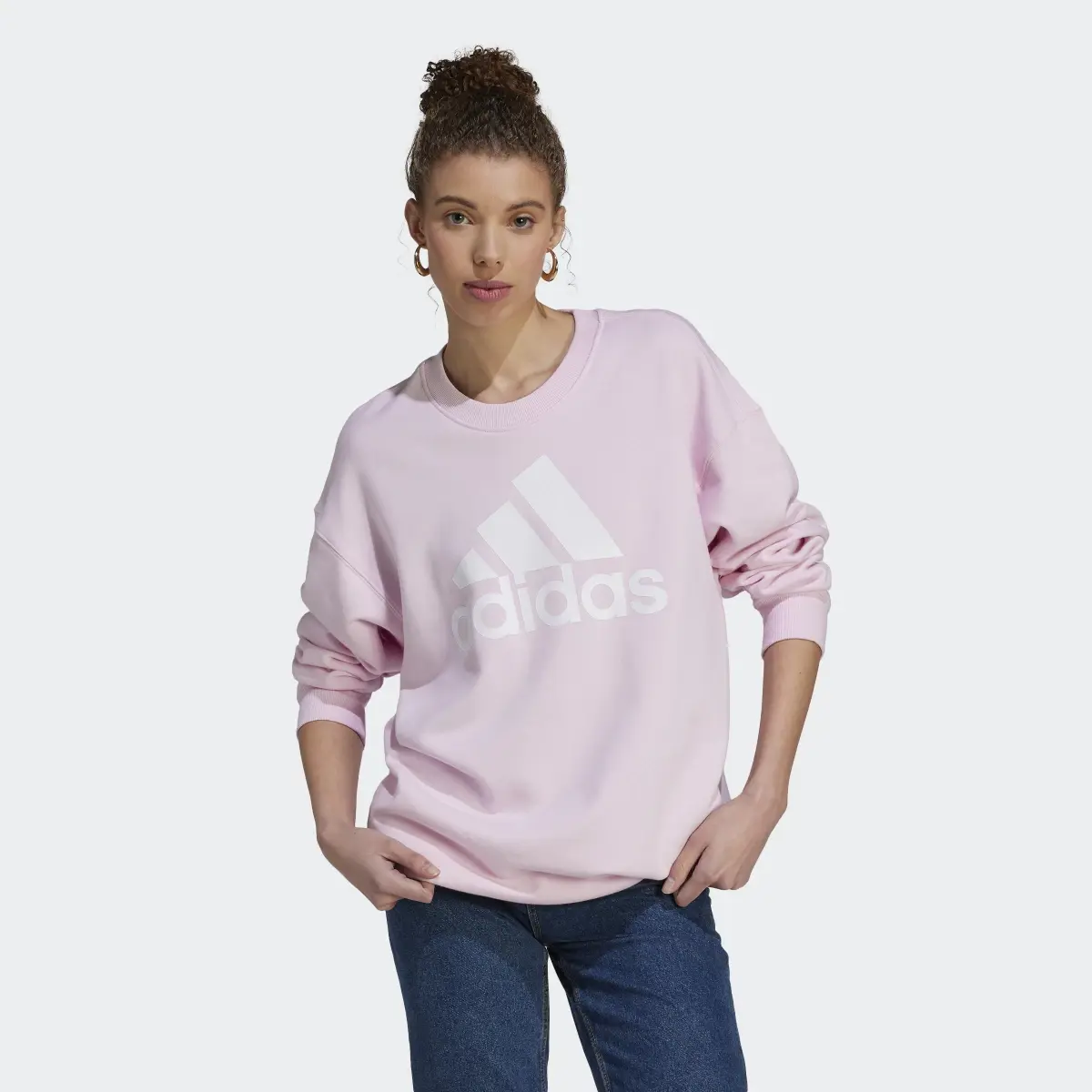 Adidas Sudadera Essentials Logo Extra Grande Tela French Terry Ajuste Holgado. 2