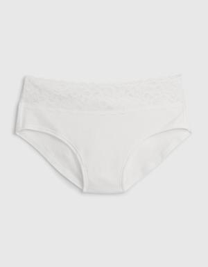Organic Stretch Cotton Lace Hipster white