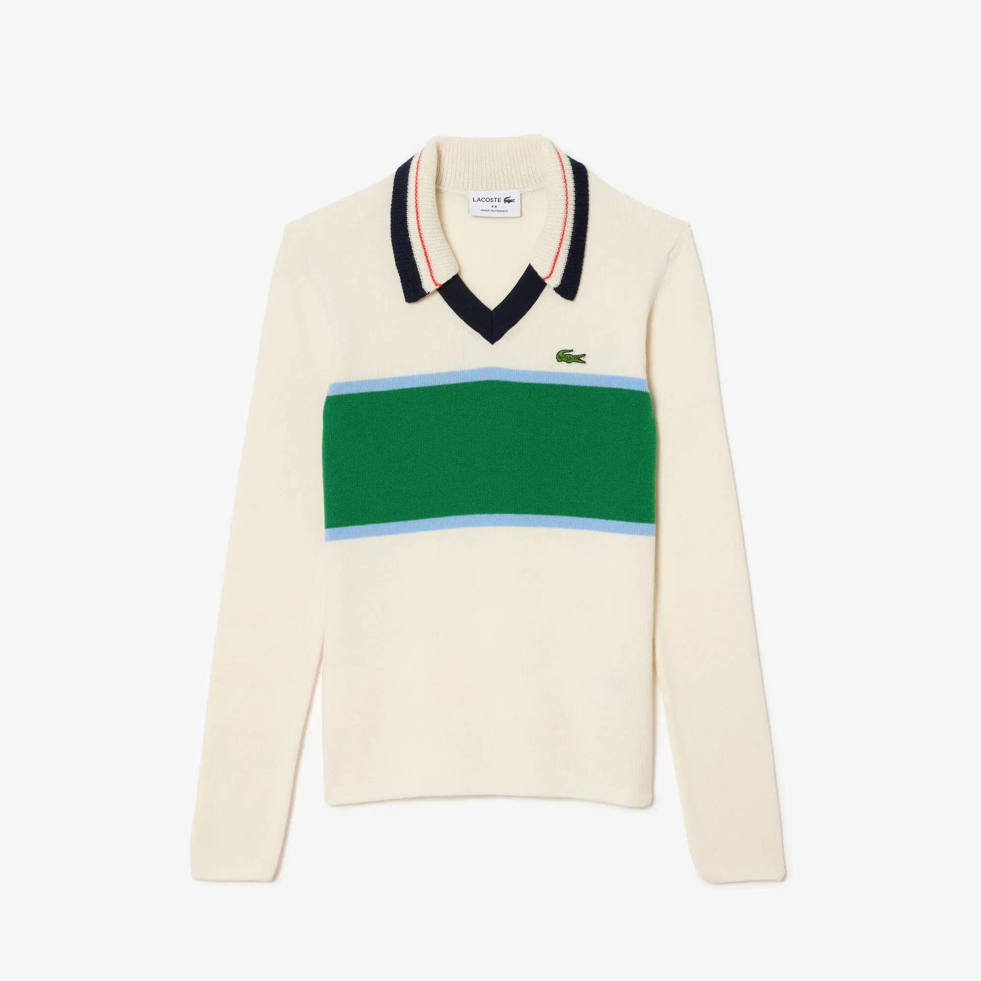 Lacoste French Made Contrast Polo Neck Sweater. 2 Lacoste French Made Contrast Polo Neck Sweater. 2