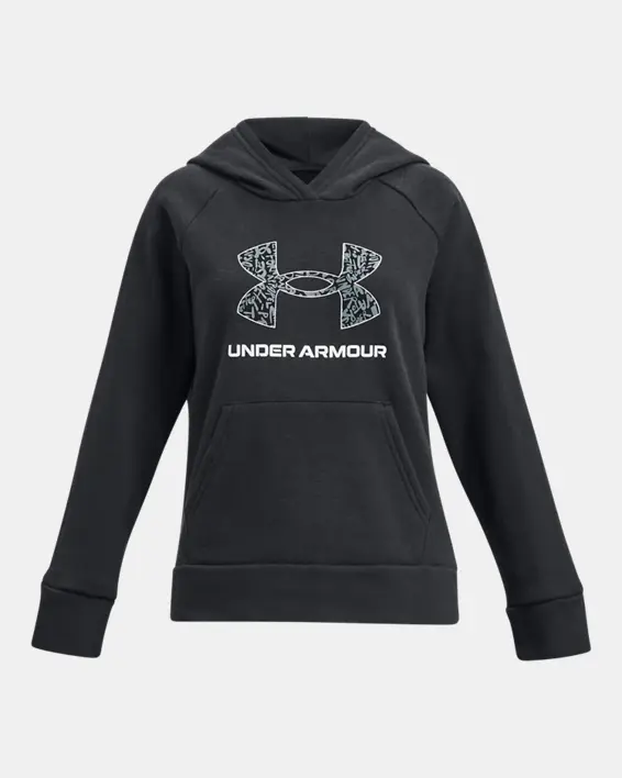 Under Armour Girls' UA Rival Fleece Big Logo Print Fill Hoodie (Extended Size). 1