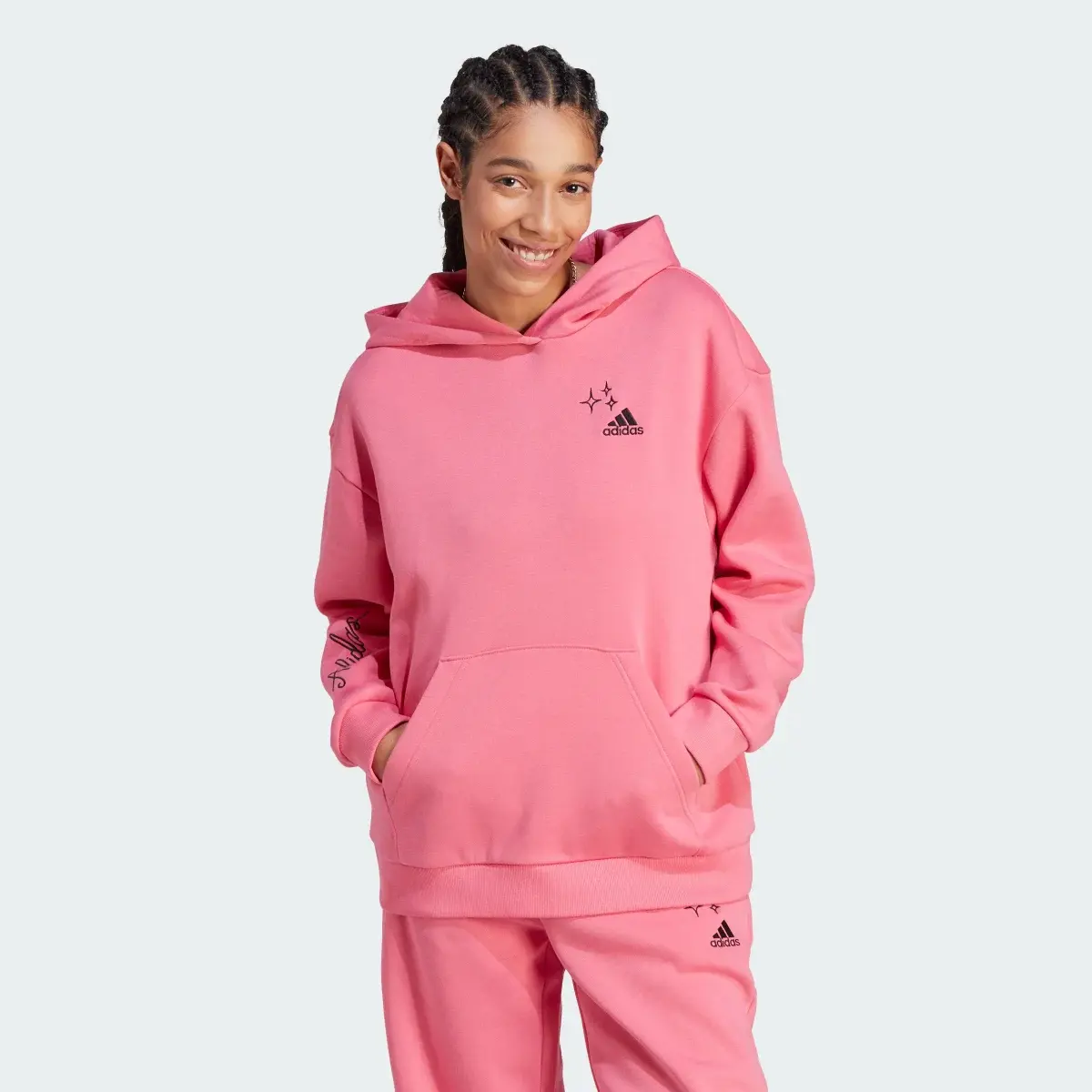 Adidas Scribble Embroidery Fleece Hoodie. 2