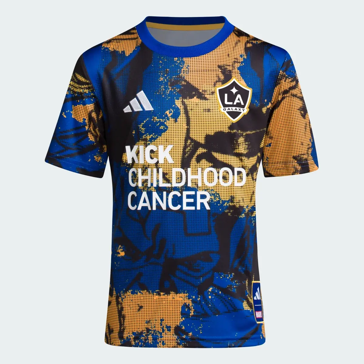 Adidas LA Galaxy Marvel MLS Kick Childhood Cancer Pre-Match Jersey Kids. 1