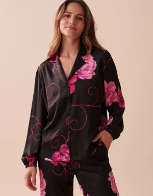 Satin Long Sleeve Button-down Shirt