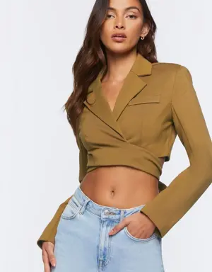Forever 21 Cropped Tie Back Blazer Top Beech
