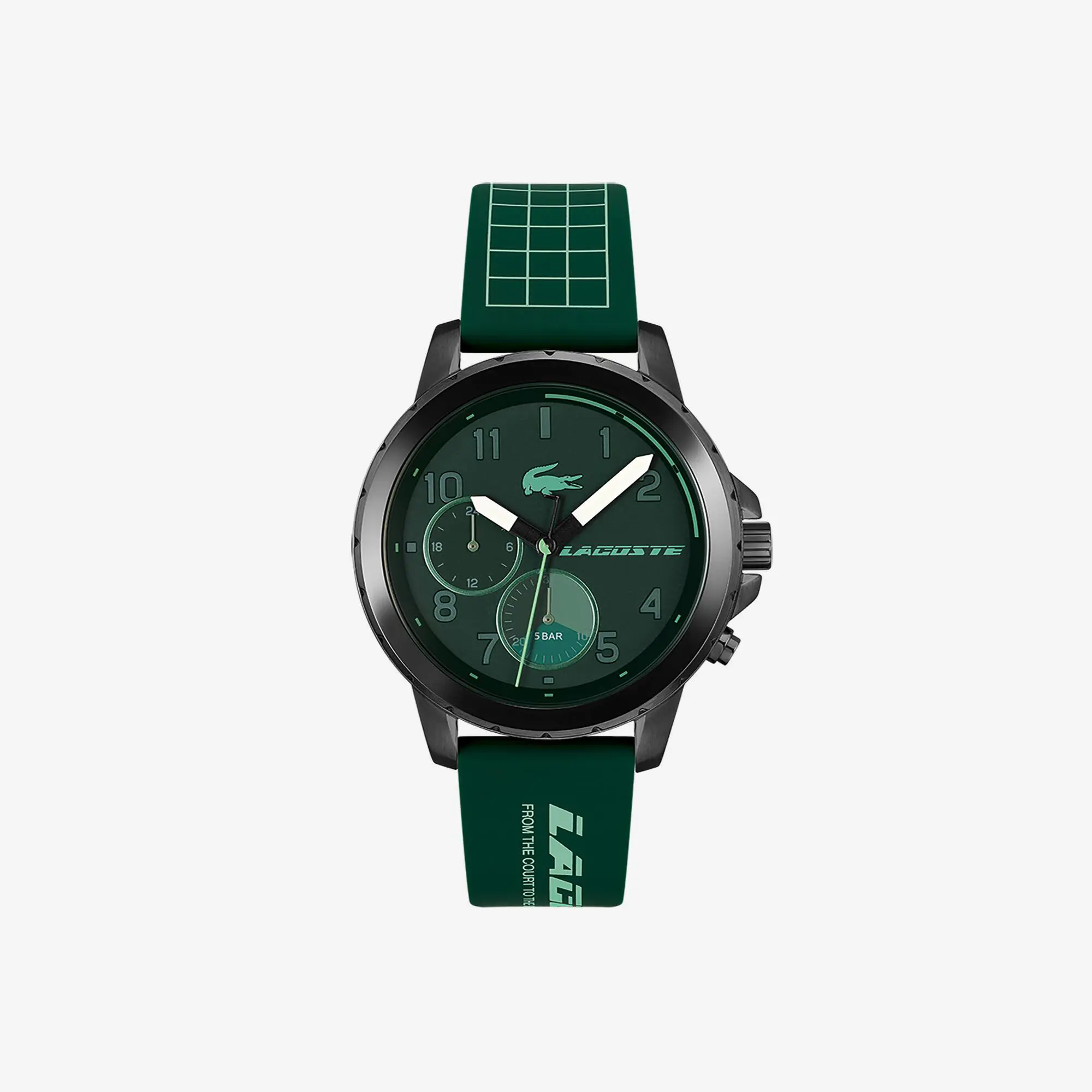 Lacoste Herren Endurance Multifunktions-Armbanduhr mit grünem Silikonband. 1