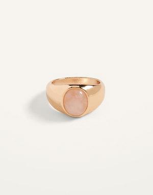 Gold-Toned Rose Quartz Cocktail Ring for Women