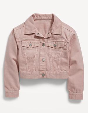 Cropped Jean Trucker Jacket for Girls pink