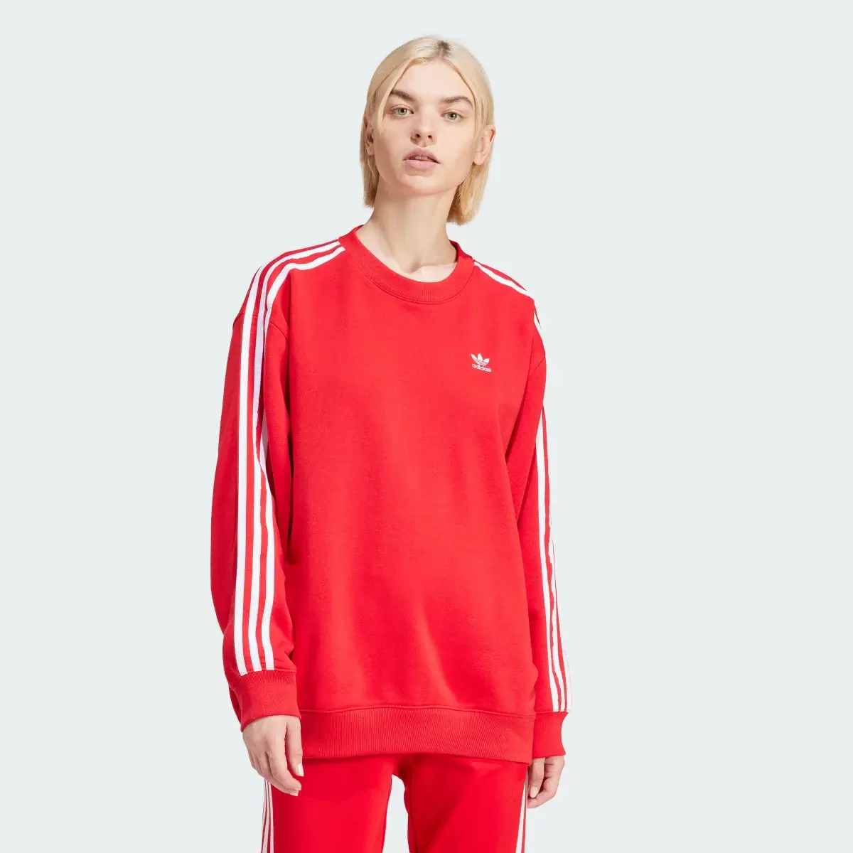 Adidas Sweat-shirt col rond oversize 3 bandes. 2
