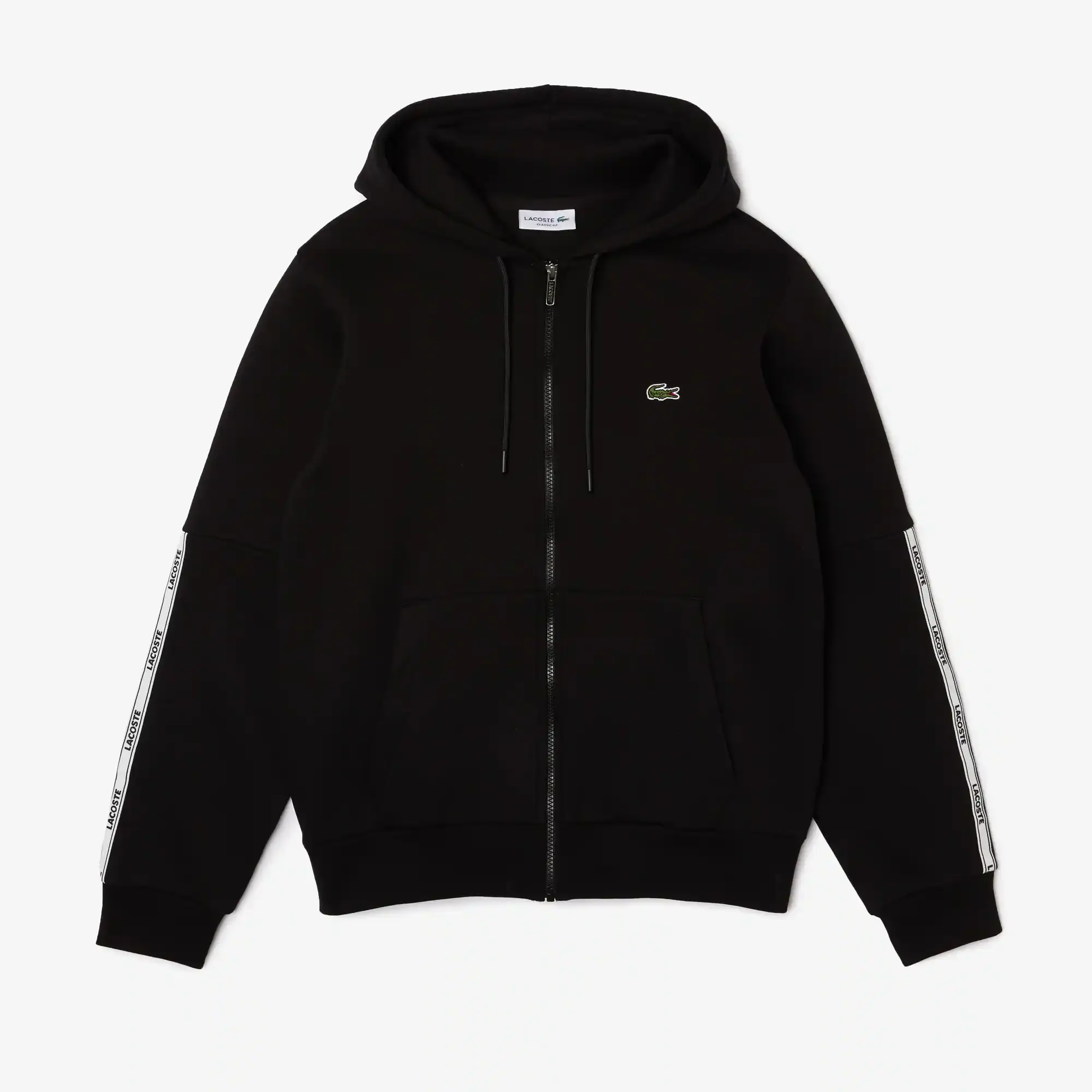 Lacoste Men's Branded Bands Zip-Up Fleece Hoodie. 2 Lacoste Men's Branded Bands Zip-Up Fleece Hoodie. 2