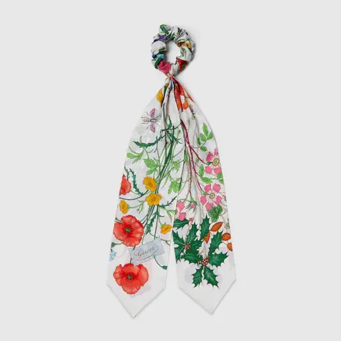 Gucci Flora print silk scrunchie. 1