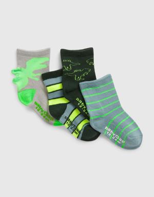 Toddler Dino Crew Socks (4-Pack) multi