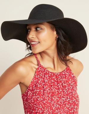 Braided Wide-Brim Sun Hat For Women black