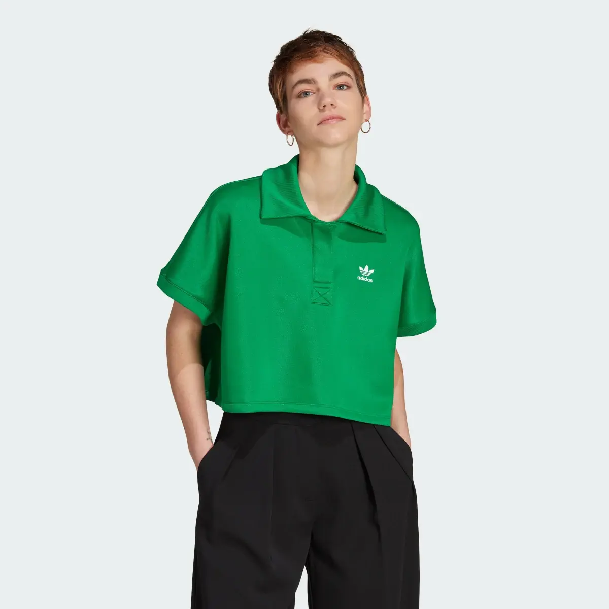 Adidas Adicolor Classics Oversized Crop Polo Tee. 2