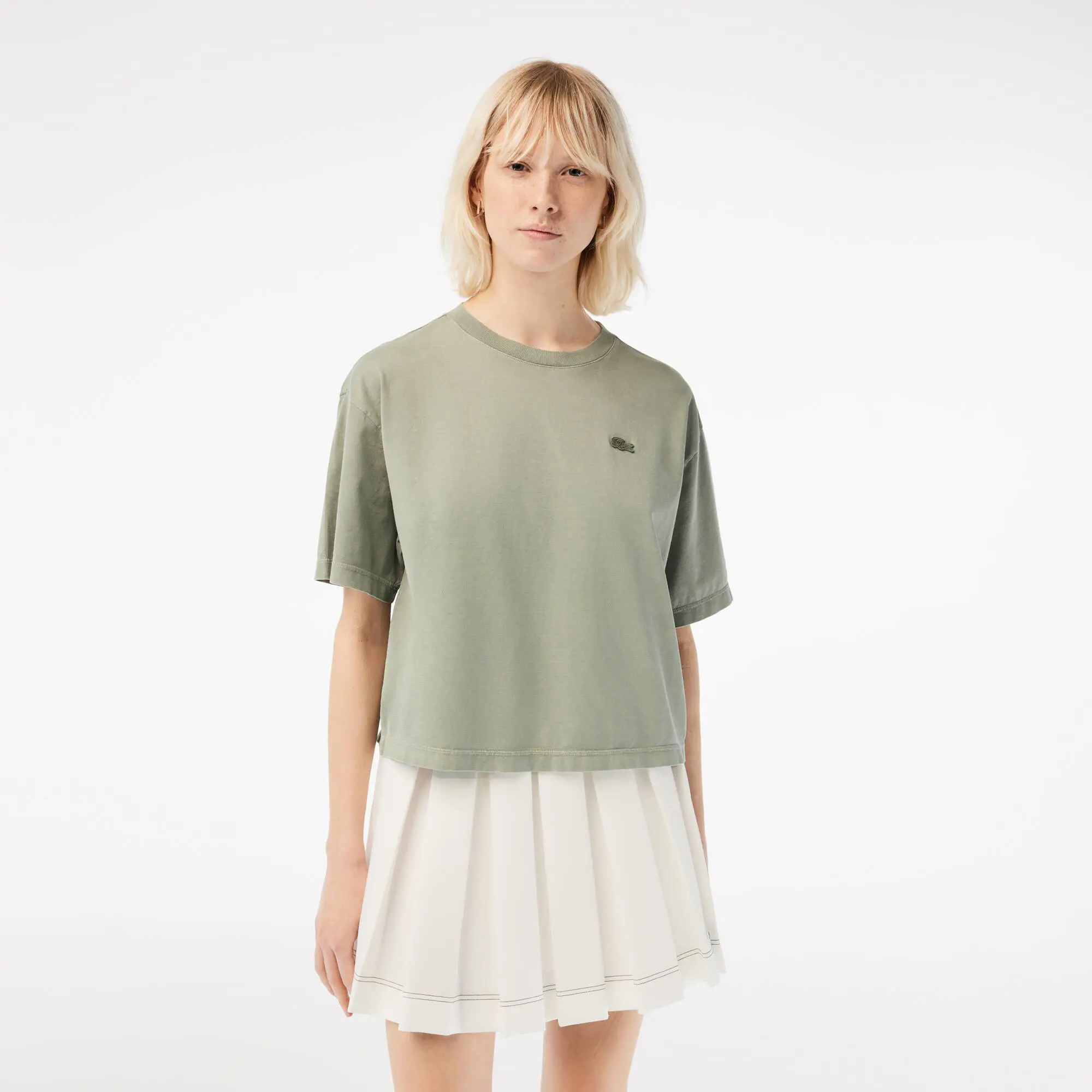 Lacoste Women’s Oversized Organic Cotton T-Shirt. 1