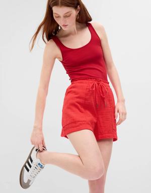 Crinkle Gauze Shorts red