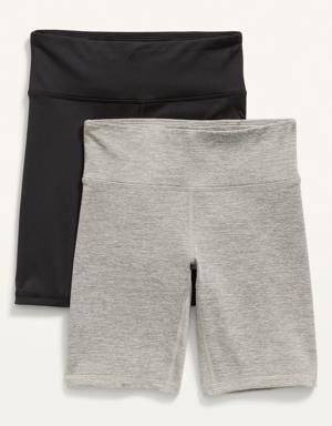 2-Pack High-Waisted Biker Shorts for Girls black