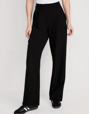 Extra High-Waisted Pleated Taylor Trouser Wide-Leg Pants for Women black