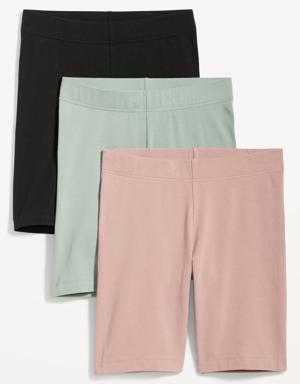 High-Waisted Biker Shorts 3-Pack for Women -- 8-inch inseam pink