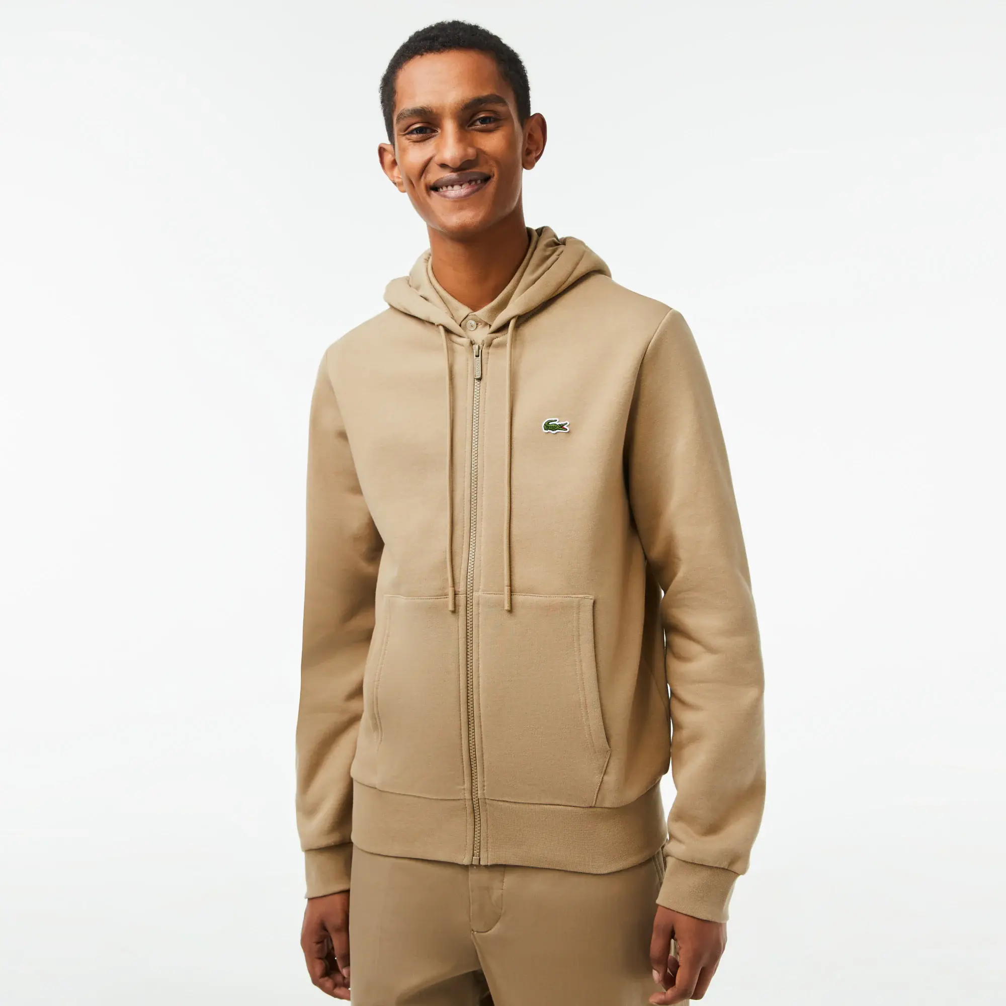 Lacoste Men's Kangaroo Pocket Zip-Up Fleece Hoodie. 1 Lacoste Men's Kangaroo Pocket Zip-Up Fleece Hoodie. 1