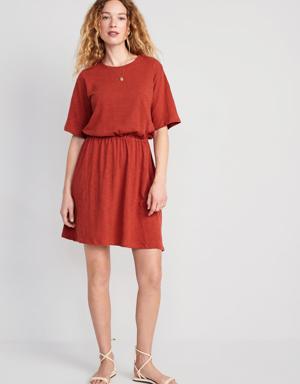 Old Navy Waist-Defined Slub-Knit Mini Dress for Women multi