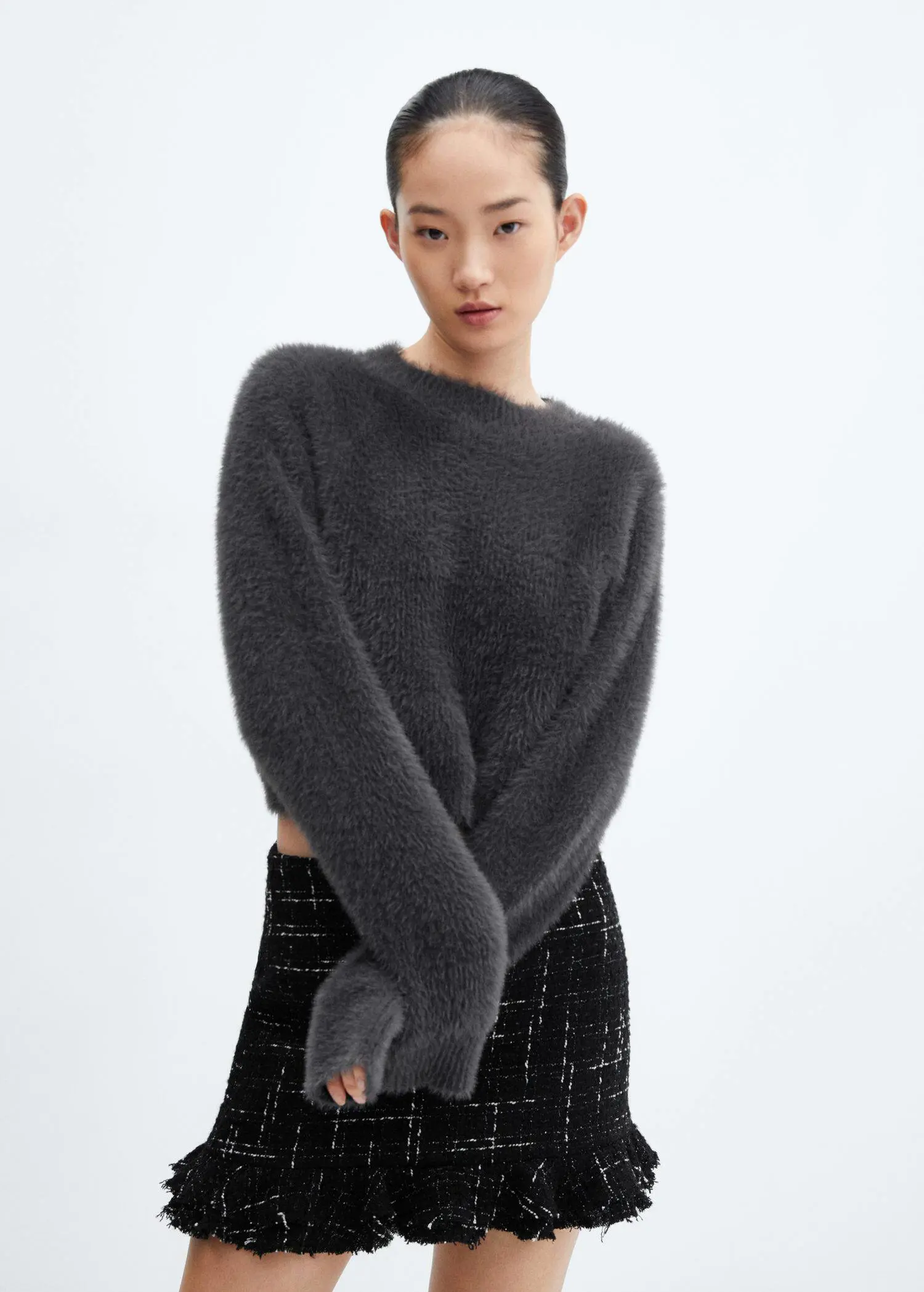 Mango Faux fur knit sweater. 2