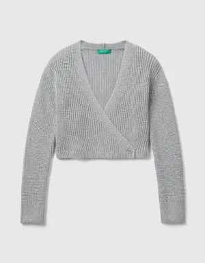cropped cardigan with lurex